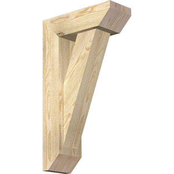 Ekena Millwork Traditional Slat Rough Sawn Bracket w/ Offset Brace, Douglas Fir, 6"W x 16"D x 28"H BKT0604X16X28TRA06RDF - main
